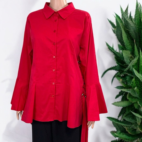 Midnight Velvet “Serena” Red High-Low Tunic - Picture 6 of 16
